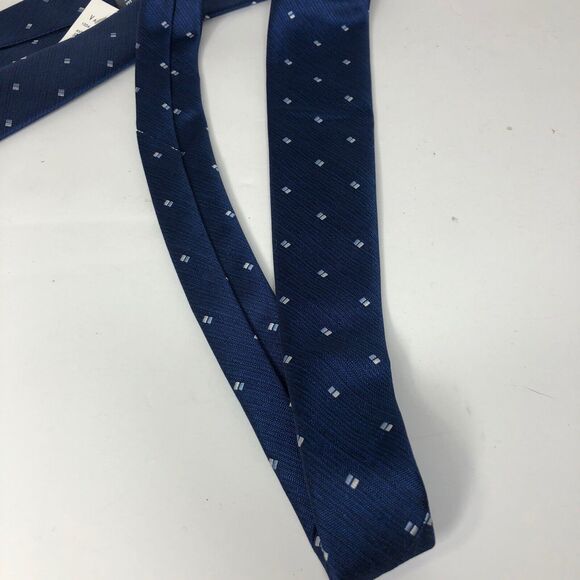 Van Heusen Mens Necktie Classic Blue Polyester Embroidered Box Print - Picture 7 of 7